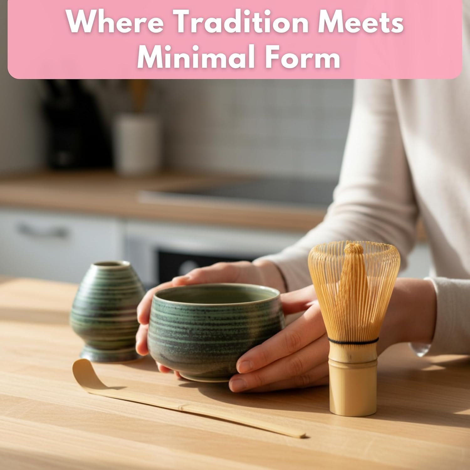 Atellya Green Adelaide Matcha Set – Bowl, Whisk, Scoop & Stand Set - Image 2